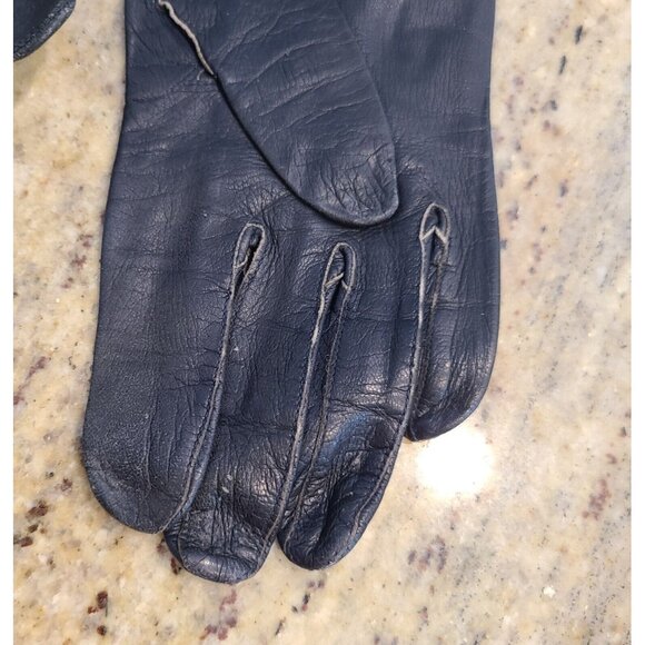 Vintage Womens Size S 6.5 Gray Soft Leather 14" Long Formal Gloves Belgium - Picture 7 of 14